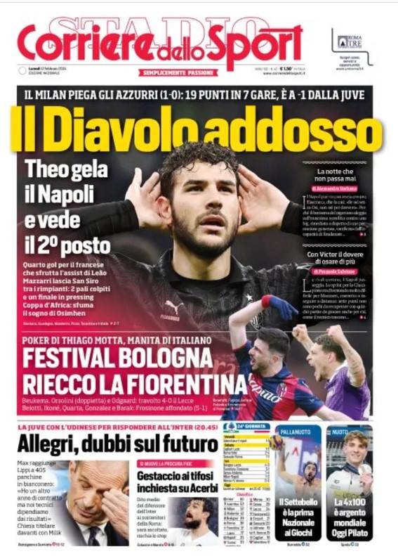 EDICOLA / CdS: Inter, da Acerbi dito medio a tifosi Roma: rischia squalifica